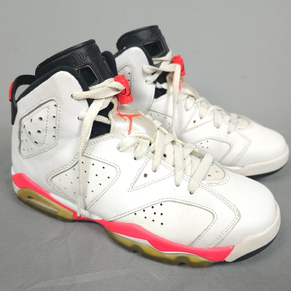 Jordan Other - Nike Air Jordan 6 Shoes Boy 6.5y  White Infrared Retro Leather Lace Up